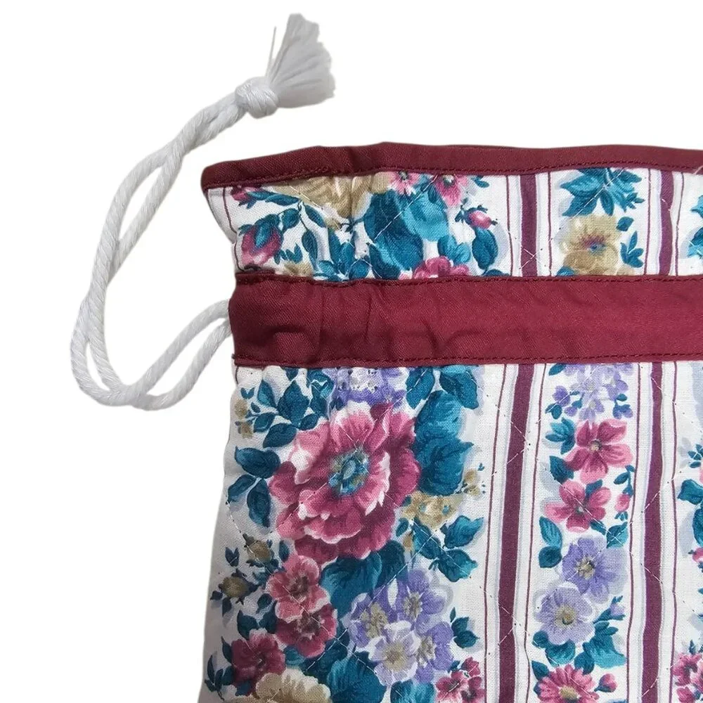 floral printed quilted drawstring laundry bag